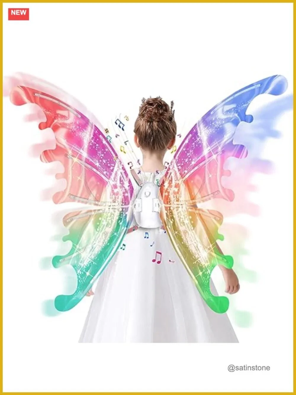 Light Up Moving Fairy Wings LED Costume for Girls Kids Dress Up Party